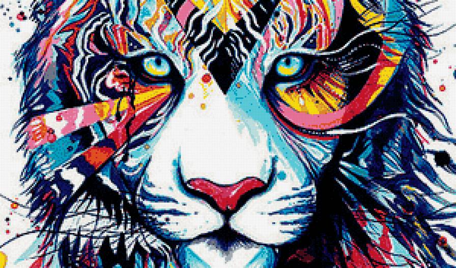 Взгляд тигра - радужный, животные, абстракция, фэнтези, тигр, взгляд - предпросмотр