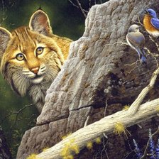 Схема вышивки «Рысь и синички»