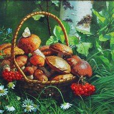 Схема вышивки «Грибное лукошко»