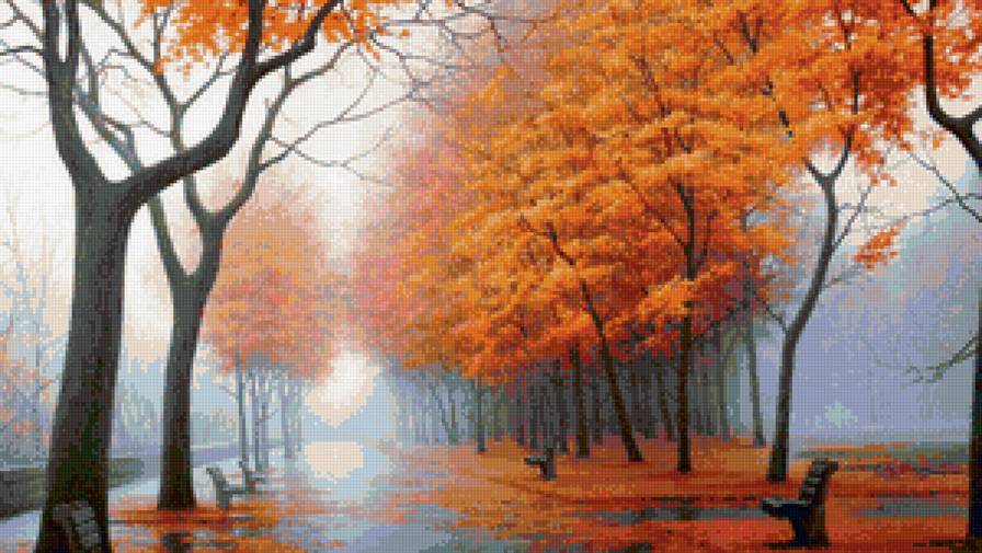 Аллея в осень - парк, природа, осень - предпросмотр