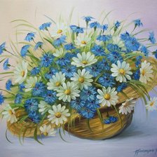 Схема вышивки «Корзина с полевыми цветами»