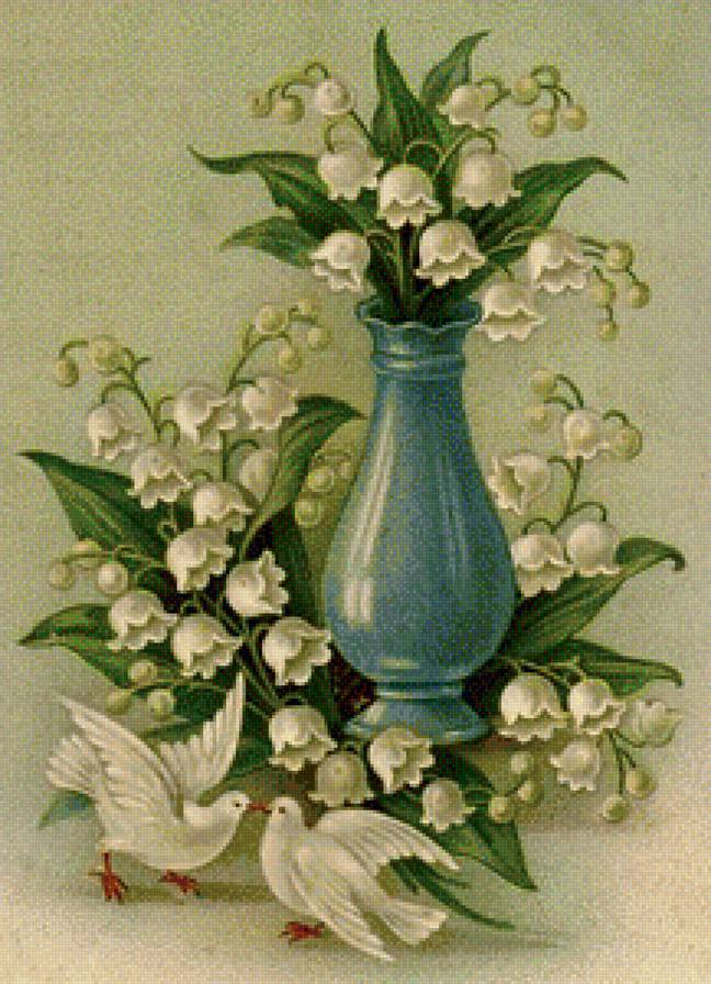 ландыши - голуби, цветы - предпросмотр