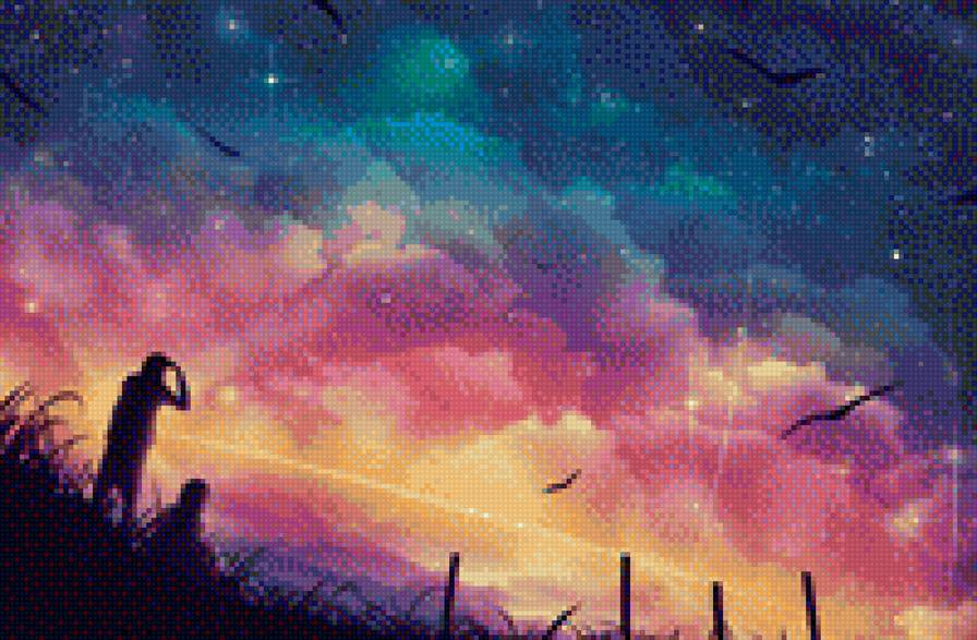 Вечерняя заря - небо, ночь - предпросмотр