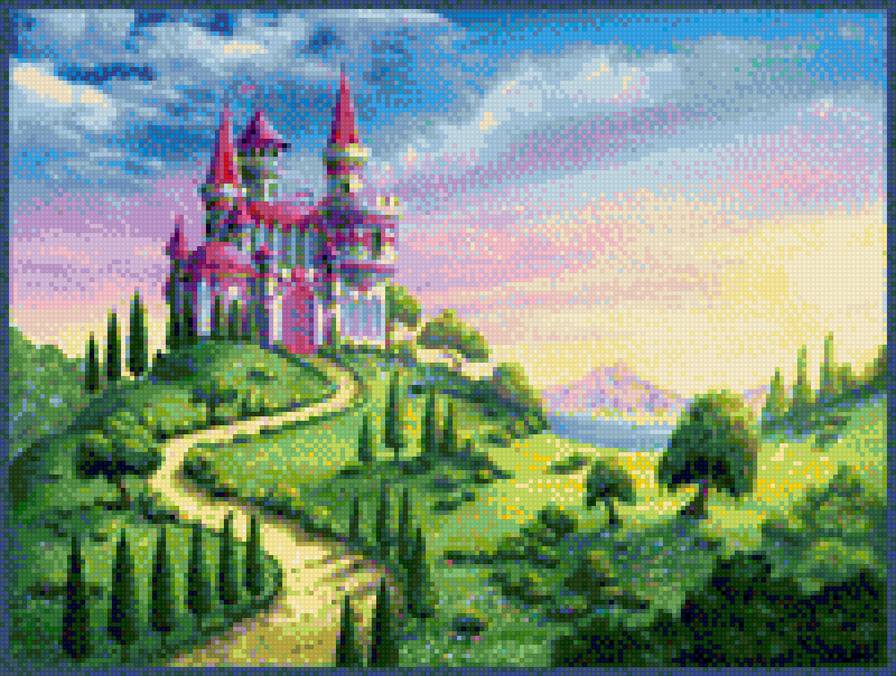 Дорога к замку - полянка, дорога, лето, замок - предпросмотр