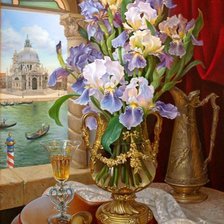 Схема вышивки «Ирисы у окна»