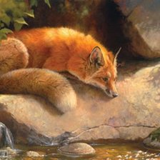 Схема вышивки «Лиса у реки»