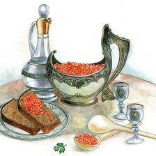 Схема вышивки «Натюрморт с красной икрой»