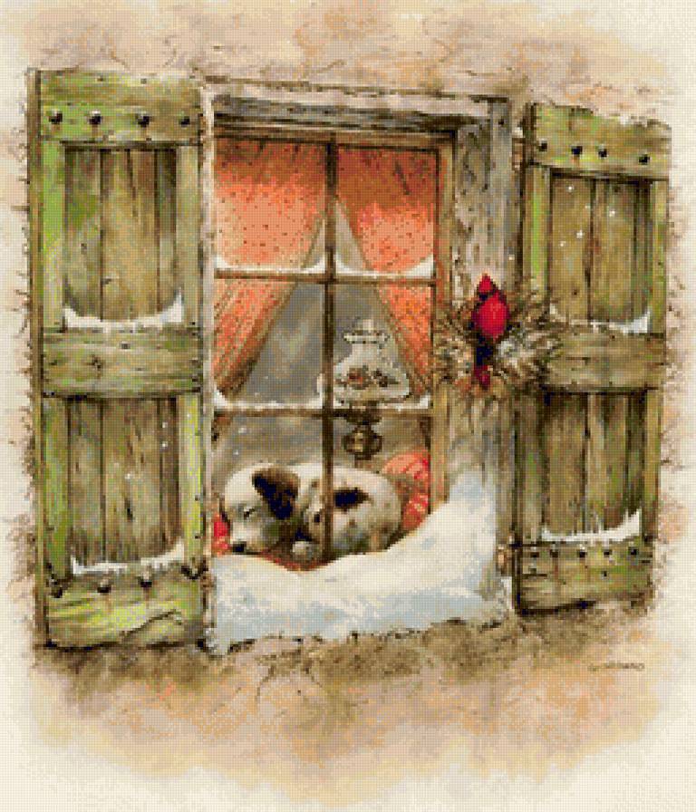 Крепкий сон - домашние любимцы, щенок, птица, домашние питомцы, зима, собака - предпросмотр