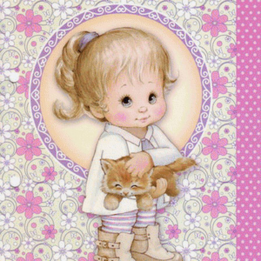 девочка с котенком - предпросмотр