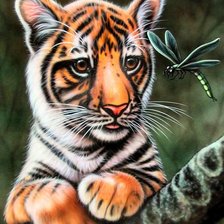 Схема вышивки «Тигрёнок и стрекоза»