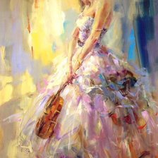 Схема вышивки «девушка со скрипкой»