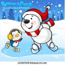 Схема вышивки «Медведь и пингвин на коньках»