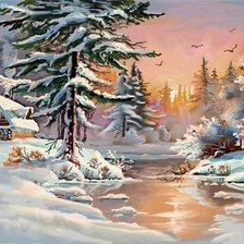 Схема вышивки «Зимний пейзаж»