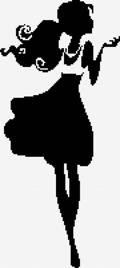 силуэт - женщина, девушка, монохром, силуэт - предпросмотр