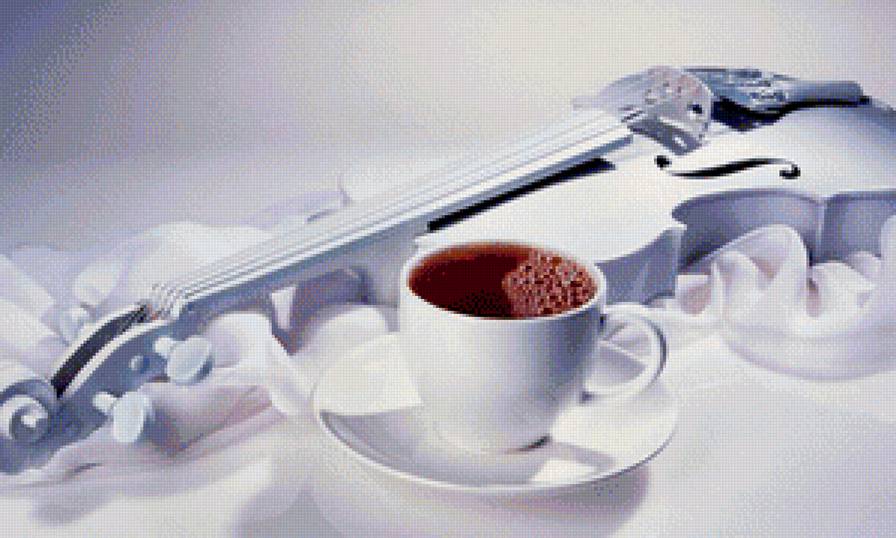 Этюд в белых тонах - кофе, чашка, скрипка, белое - предпросмотр