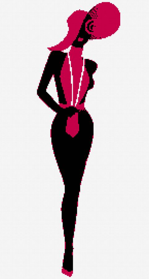 силуэт - женщина, силуэт, шляпа - предпросмотр