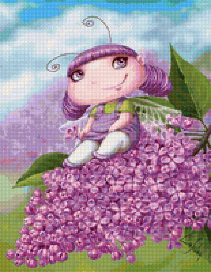 Серия "Весёлые феечки" схема 1 - фея, детская вышивка, сказка, волшебство - предпросмотр