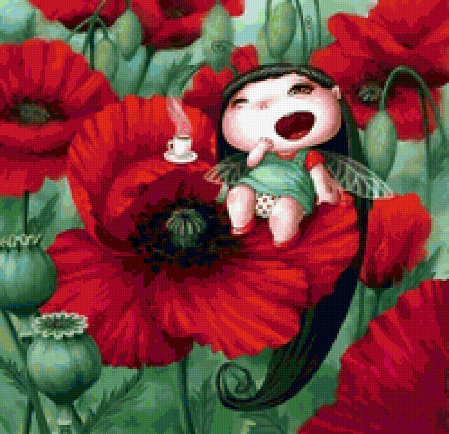 Серия "Весёлые феечки" схема 4 - волшебство, фея, детская вышивка, сказка - предпросмотр