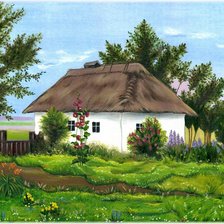 Схема вышивки «Деревенский домик»