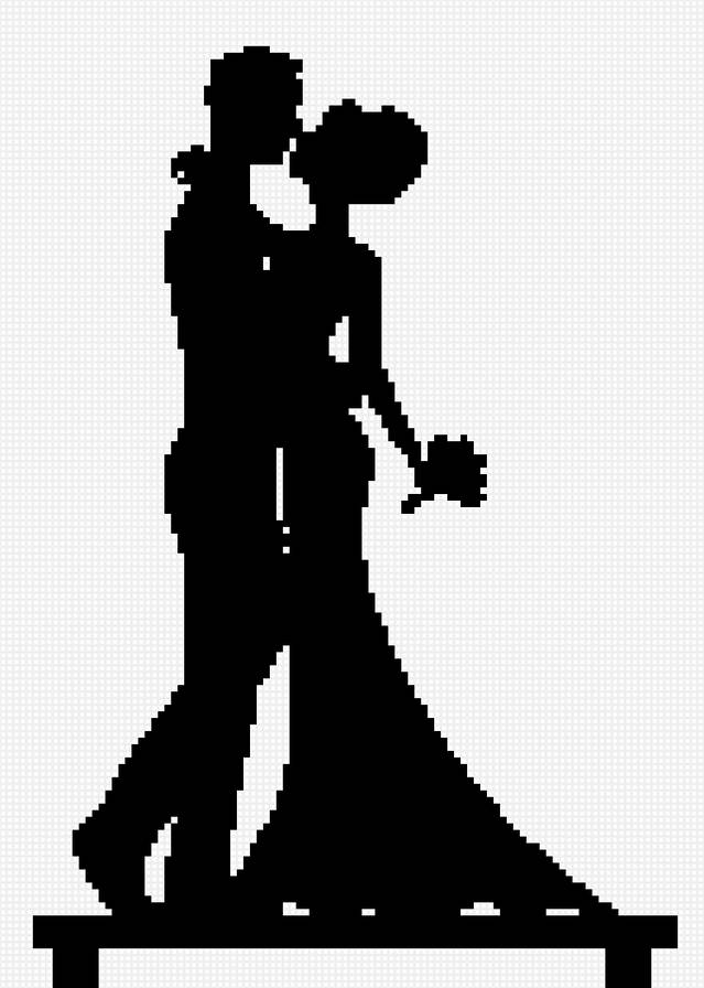 силуэт - поцелуй, силуэт, пара, любовь - предпросмотр