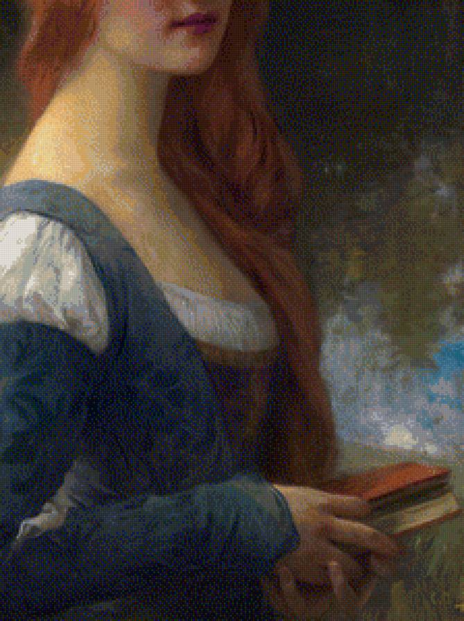 Девушка с книгами - средневековье, книги, рыжая, девушка, средние века - предпросмотр