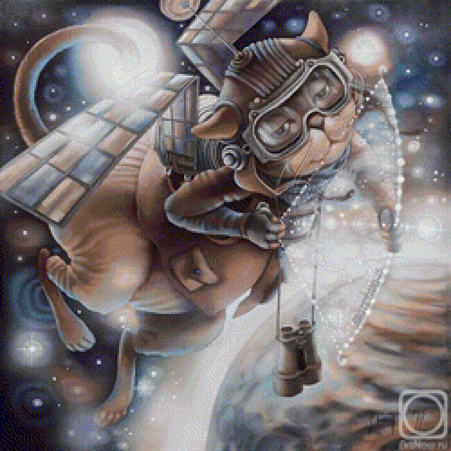 стрелец - графика, батик, живопись, кот, знак зодиака - предпросмотр