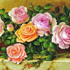 Схема вышивки «розы на мраморе»