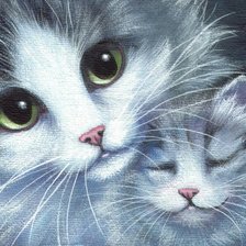 Схема вышивки «кошка и котенок»