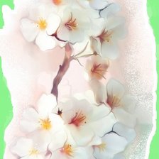 Схема вышивки «ветка яблони на бирюзовом фоне»