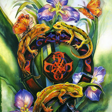 Схема вышивки «Серия индейские мотивы. Ящерки»