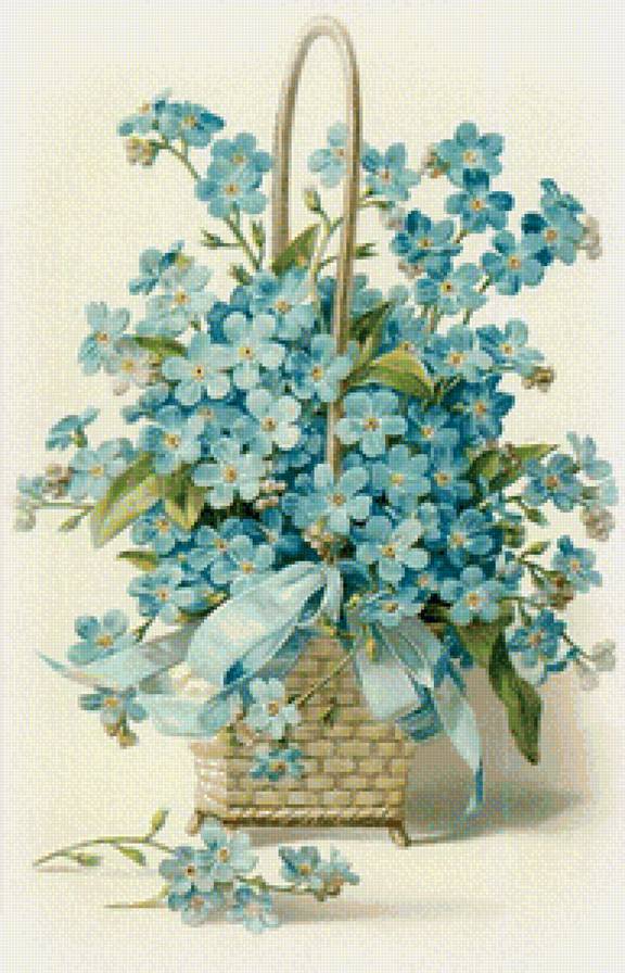Цветы в корзинке.Букет незабудок - цветы, незабудки, букет - предпросмотр
