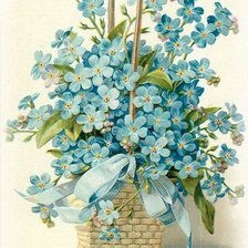 Схема вышивки «Цветы в корзинке.Букет незабудок»