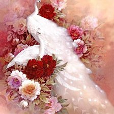 Схема вышивки «белые павлины»