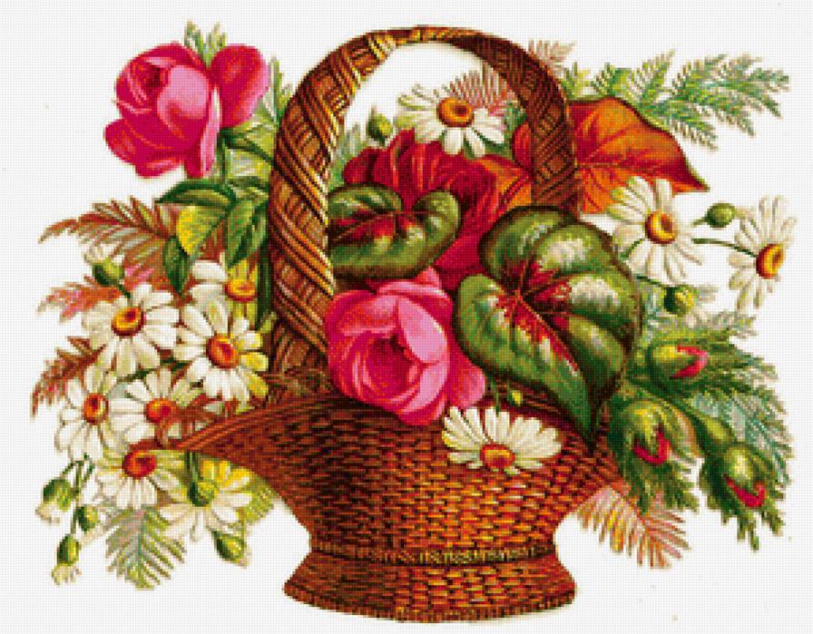 Серия "Флора" - натюрморт, корзина, цветы - предпросмотр