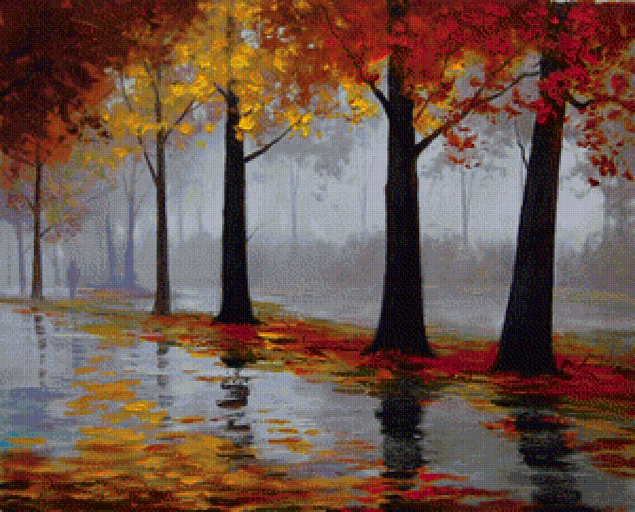 Мокрая аллея - аллея, грэм геркен, осень - предпросмотр