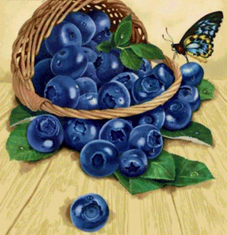 Серия "На кухню" - ягоды, корзинка, бабочка - предпросмотр