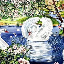 Схема вышивки «Лебеди»