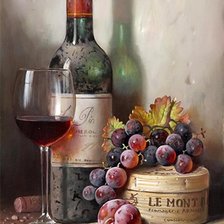 Схема вышивки «Натюрморт с вином и виноградом»