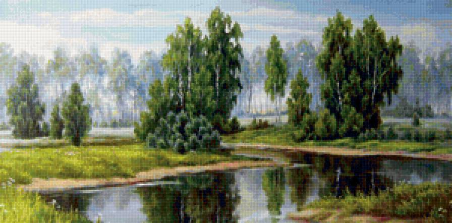 Летний пейзаж - природа, лето, река - предпросмотр