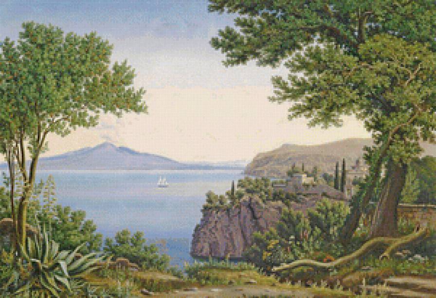 Горный пейзаж у моря - цветы, лес, горный пейзаж, море - предпросмотр