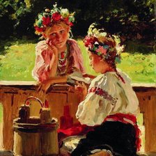 Схема вышивки «Маковский "Девушки, освещенные солнцем"»