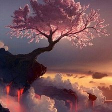 Схема вышивки «Сакура в облаках»