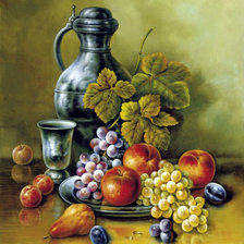 Схема вышивки «натюрморт с виноградом»