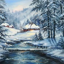 Схема вышивки «зимний пейзаж»