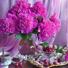 Схема вышивки «Пионы и черешня»