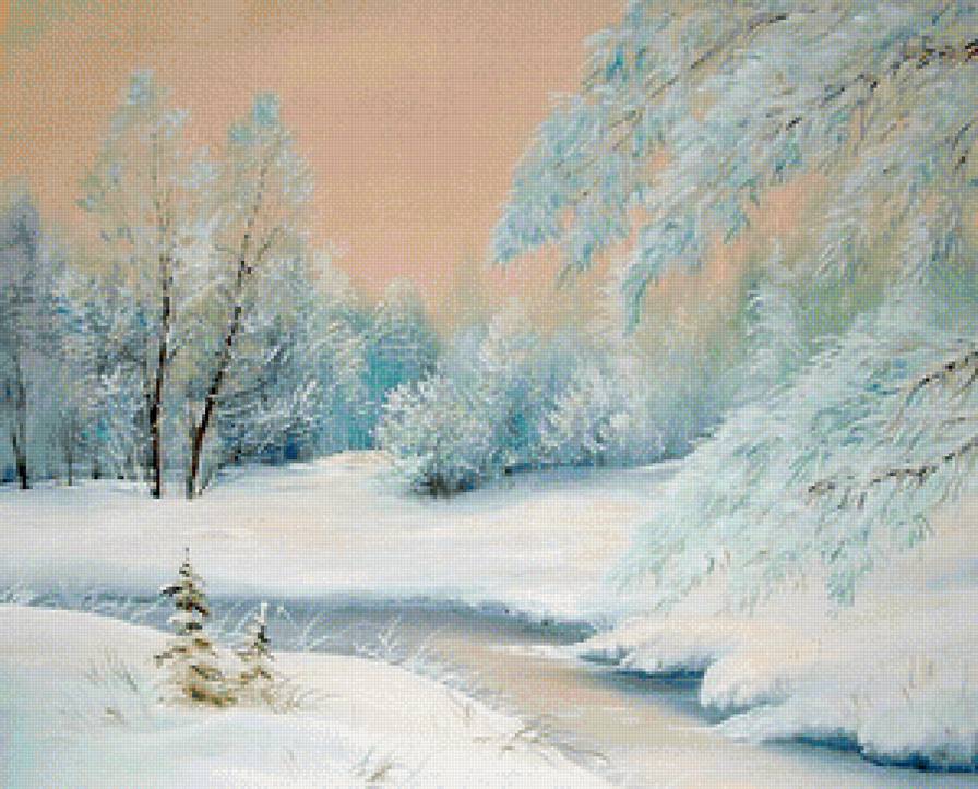 зимний пейзаж - лес, природа, пейзаж, зима - предпросмотр