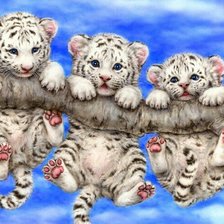 Схема вышивки «Тигрята на ветке»