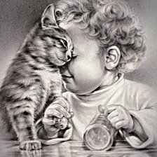 Схема вышивки «малыш и домашний любимец»