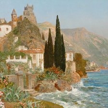 Схема вышивки «Набережная у моря.  Акварель.»