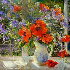 Схема вышивки «ваза с маками»